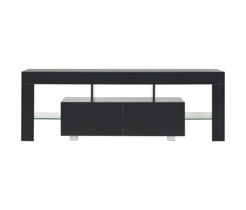 Mueble de TV con luces LED negro brillante 130x35x45 cm