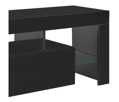 Mueble de TV con luces LED negro brillante 130x35x45 cm