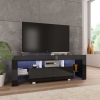 Mueble de TV con luces LED negro brillante 130x35x45 cm