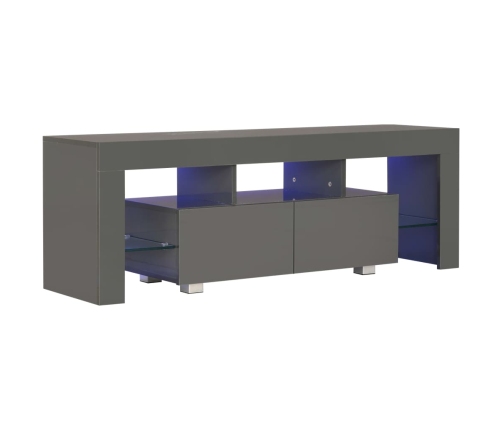 Mueble de TV con luces LED gris brillante 130x35x45 cm