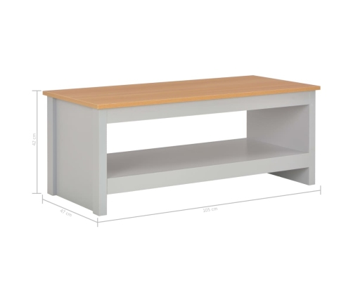 Mesa de centro gris 105x47x42 cm