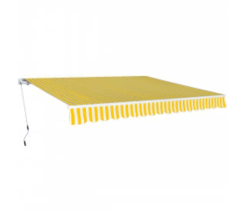 Toldo plegable de operación manual 600 cm amarillo y blanco