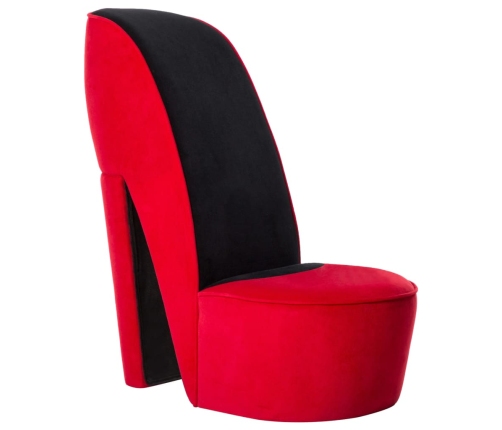 Sillón con forma de zapato de tacón terciopelo rojo