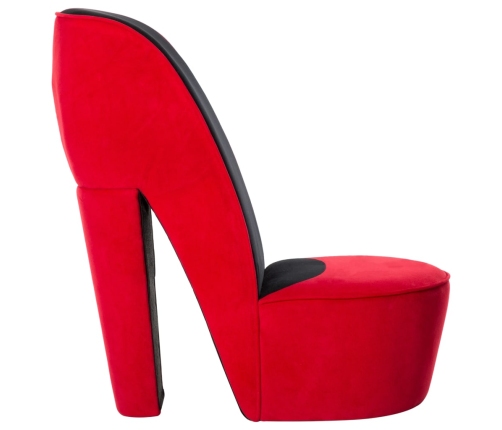 Sillón con forma de zapato de tacón terciopelo rojo