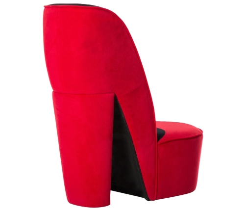 Sillón con forma de zapato de tacón terciopelo rojo