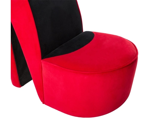 Sillón con forma de zapato de tacón terciopelo rojo