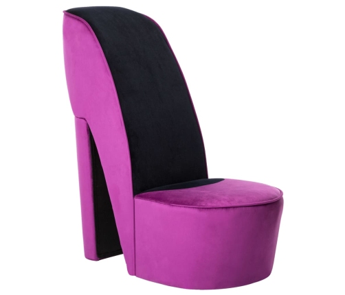 Sillón con forma de zapato de tacón terciopelo morado