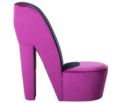 Sillón con forma de zapato de tacón terciopelo morado