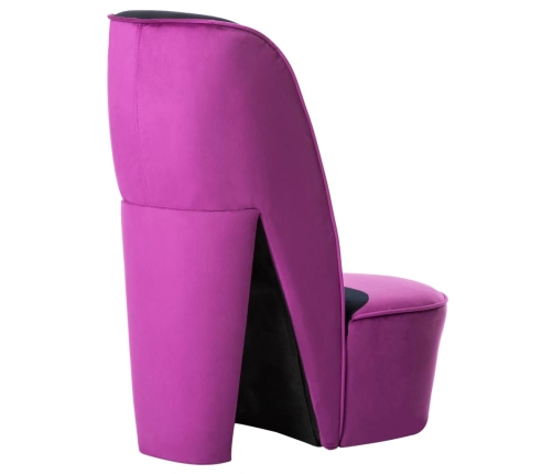 Sillón con forma de zapato de tacón terciopelo morado