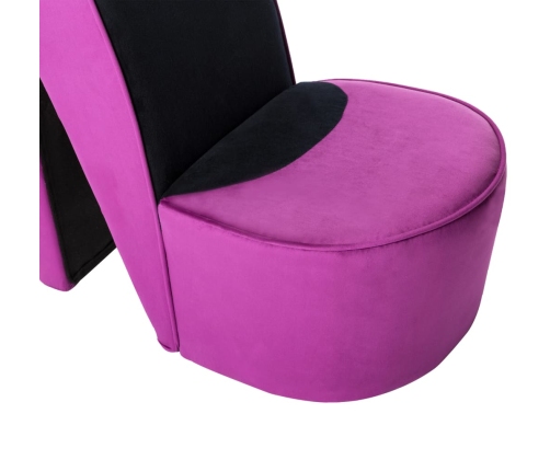 Sillón con forma de zapato de tacón terciopelo morado