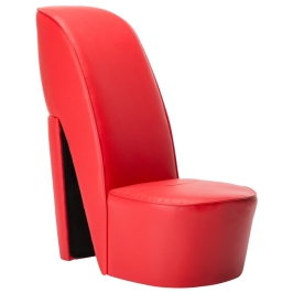 Sillón con forma de zapato de tacón cuero sintético rojo