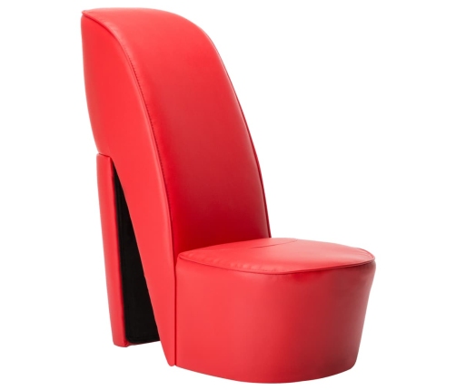 Sillón con forma de zapato de tacón cuero sintético rojo