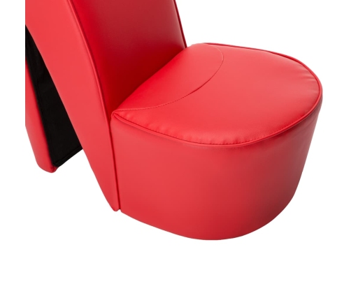 Sillón con forma de zapato de tacón cuero sintético rojo