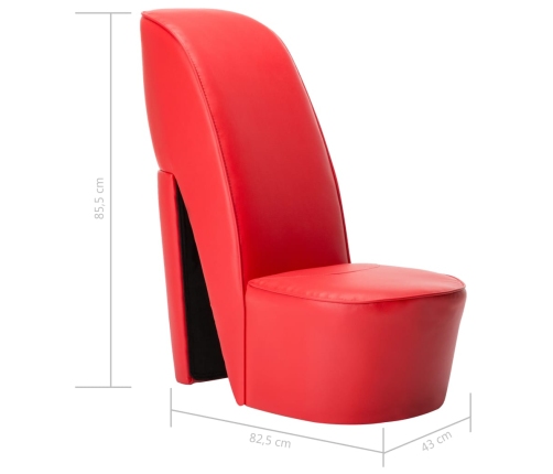 Sillón con forma de zapato de tacón cuero sintético rojo