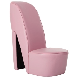 Sillón con forma de zapato de tacón cuero sintético rosa