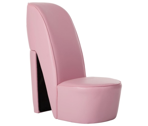 Sillón con forma de zapato de tacón cuero sintético rosa