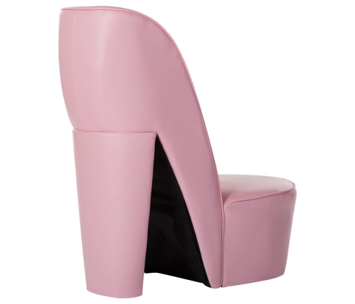 Sillón con forma de zapato de tacón cuero sintético rosa