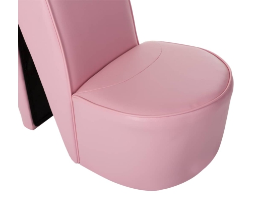 Sillón con forma de zapato de tacón cuero sintético rosa