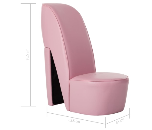 Sillón con forma de zapato de tacón cuero sintético rosa