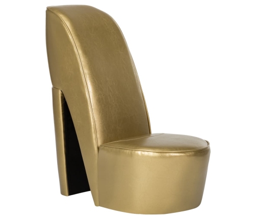 Sillón con forma de zapato de tacón cuero sintético dorado