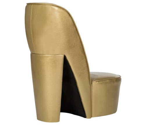 Sillón con forma de zapato de tacón cuero sintético dorado