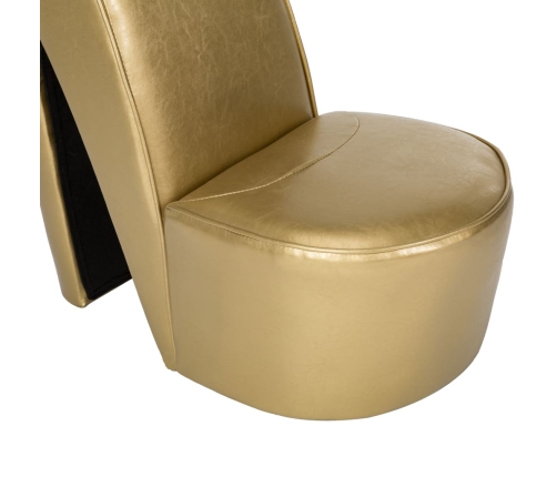 Sillón con forma de zapato de tacón cuero sintético dorado