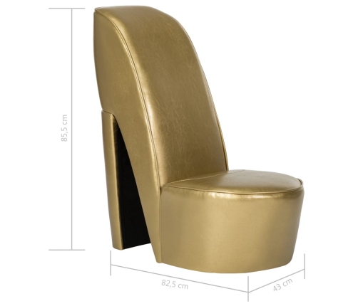 Sillón con forma de zapato de tacón cuero sintético dorado