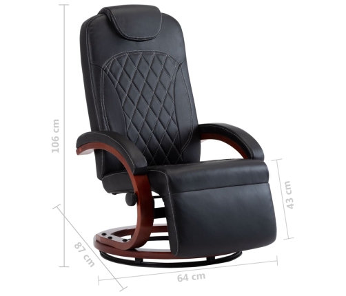 Sillón reclinable para TV de cuero sintético negro