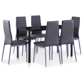 Conjunto de mesa y sillas de comedor 7 piezas gris