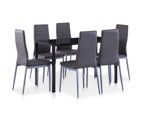 Conjunto de mesa y sillas de comedor 7 piezas gris