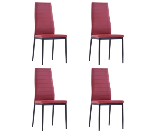 Conjunto de mesa y sillas de comedor 5 piezas color vino tinto