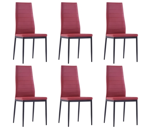 Conjunto de mesa y sillas de comedor 7 piezas color vino tinto