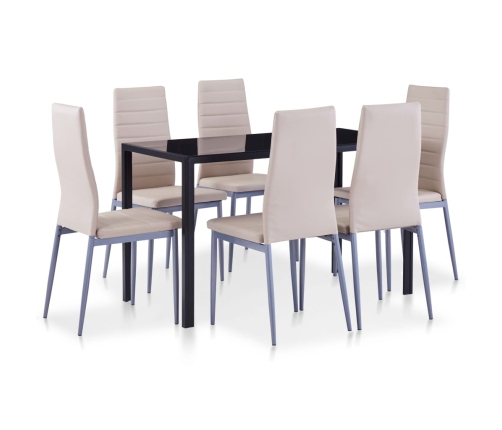 Conjunto de mesa y sillas de comedor 7 piezas color capuchino