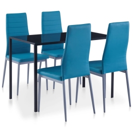 Conjunto de mesa y sillas de comedor 5 piezas azul