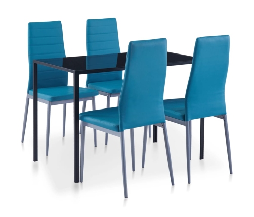 Conjunto de mesa y sillas de comedor 5 piezas azul