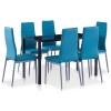 Conjunto de mesa y sillas de comedor 7 piezas azul