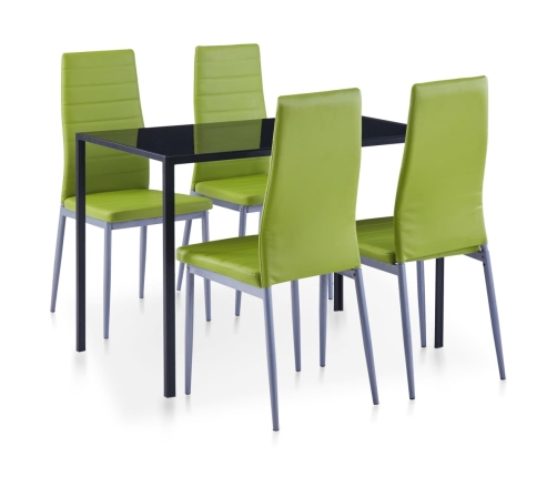 Conjunto de mesa y sillas de comedor 5 piezas verde