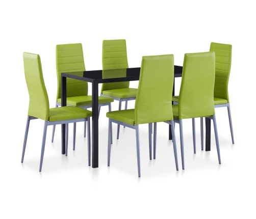 Conjunto de mesa y sillas de comedor 7 piezas verde