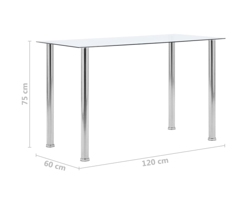 vidaXL Mesa de comedor vidrio templado transparente 120x60x75 cm