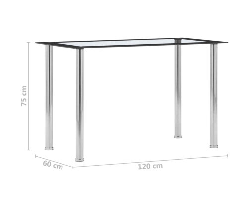 vidaXL Mesa de comedor vidrio templado negro transparente 120x60x75 cm