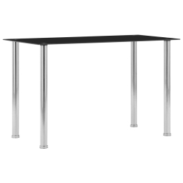 Mesa de comedor de vidrio templado negro 120x60x75 cm