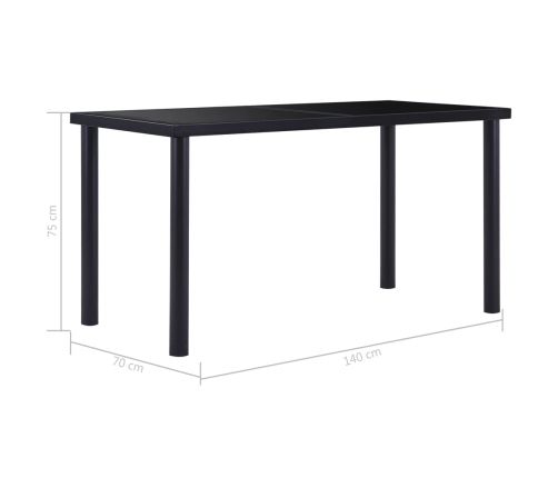 Mesa de comedor de vidrio templado negro 140x70x75 cm