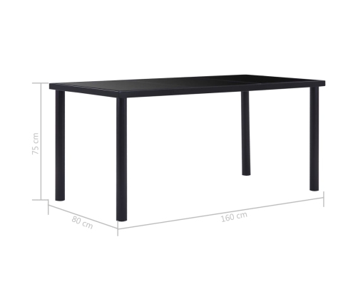 Mesa de comedor de vidrio templado negro 160x80x75 cm