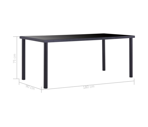 Mesa de comedor de vidrio templado negro 180x90x75 cm