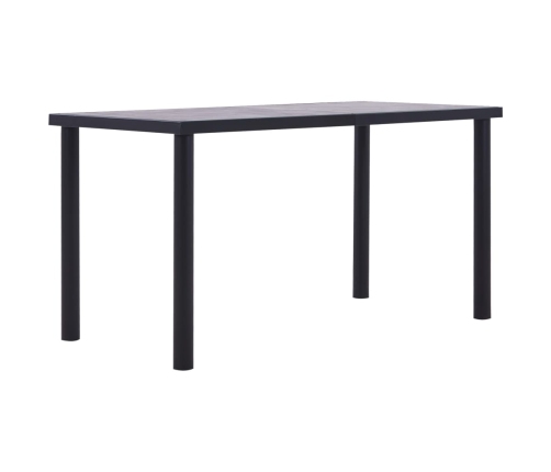 Mesa de comedor de MDF negro y gris hormigón 140x70x75 cm