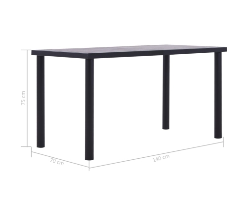 Mesa de comedor de MDF negro y gris hormigón 140x70x75 cm