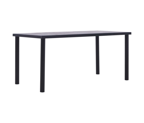 Mesa de comedor de MDF negro y gris hormigón 160x80x75 cm