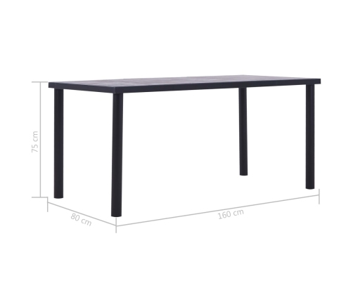 Mesa de comedor de MDF negro y gris hormigón 160x80x75 cm