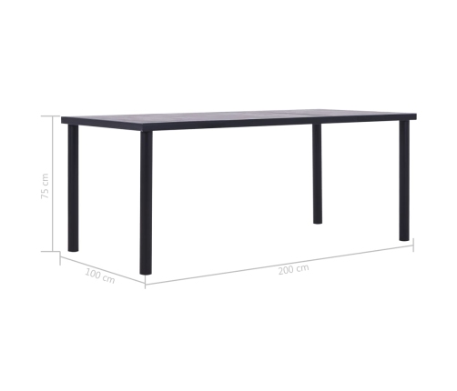 Mesa de comedor de MDF negro y gris hormigón 200x100x75 cm