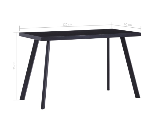 Mesa de comedor de vidrio templado negro 120x60x75 cm